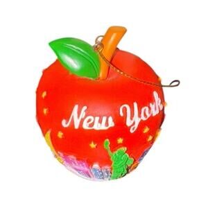 New York City Big Apple Ornament Statue of Liberty Skyline Red Tourist Souvenir